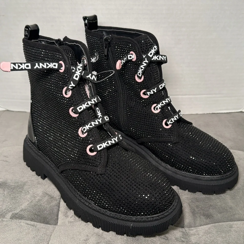 DKNY Girls Ava Speed Moto Sparkle Boots Size 4 NWOT
